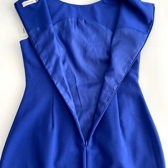 NWT Calvin Klein Sheath Ruffles Dress Size 6 Royal Blue - Picture 12 of 16